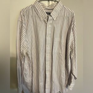 Men’s window pane dress shirt blue and orange size 19 34/35